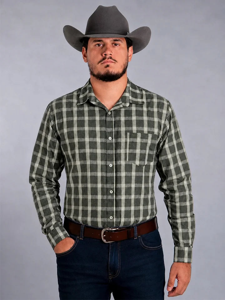 Camisa Xadrez Ranch Verde Militar - Manga Longa