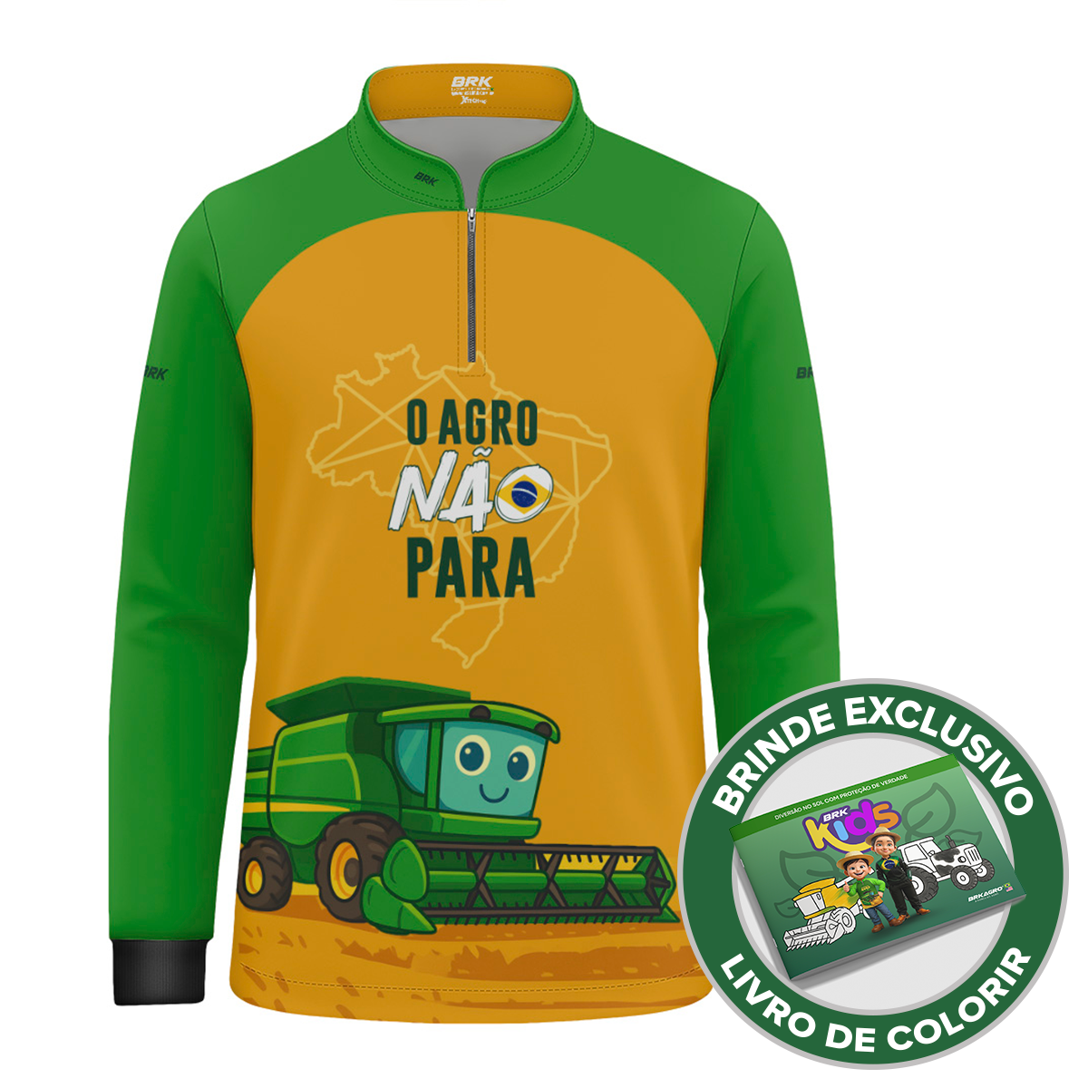 Camisa Agro Kids Brk O Agro Não Para com Proteção UV50 + Brinde - Brk Agro