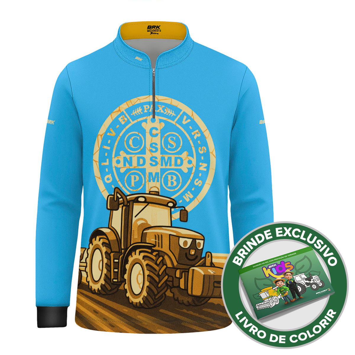 Camisa Agro Kids Brk Medalha de São Bento com Proteção UV50 + Brinde - Brk Agro