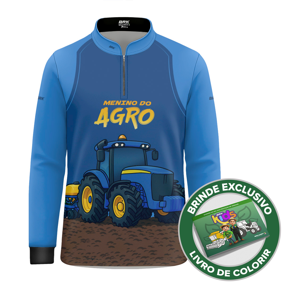 Camisa Agro Kids Brk Azul Menino do Agro com Proteção UV50 + Brinde - Brk Agro
