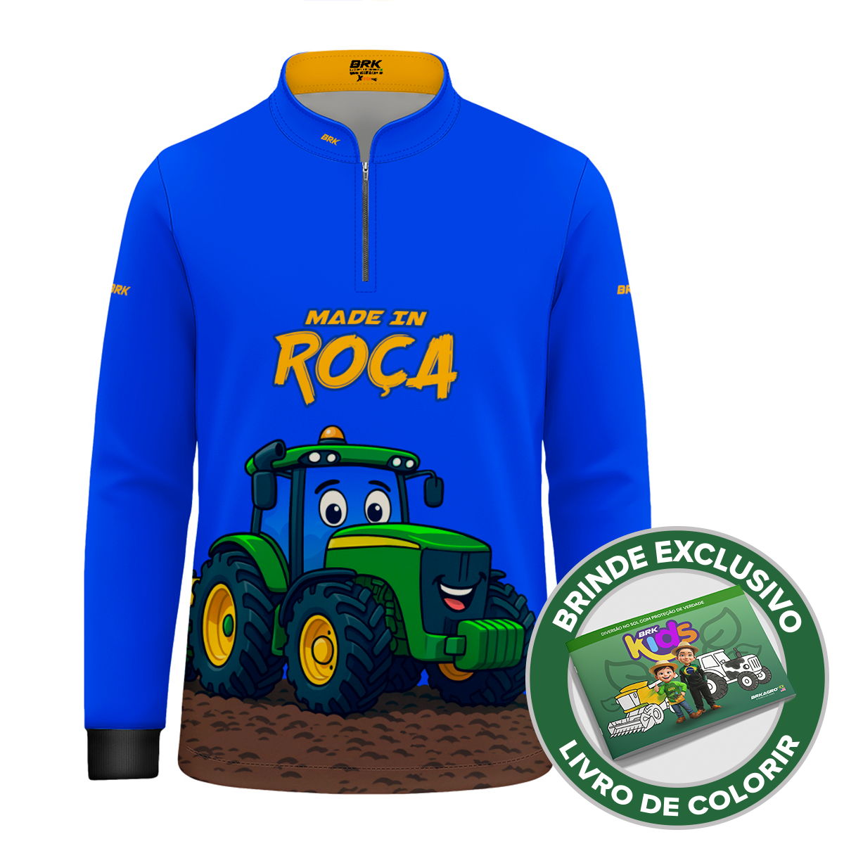 Camisa Agro Kids Brk Azul Made in Roça com Proteção UV50 + Brinde - Brk Agro