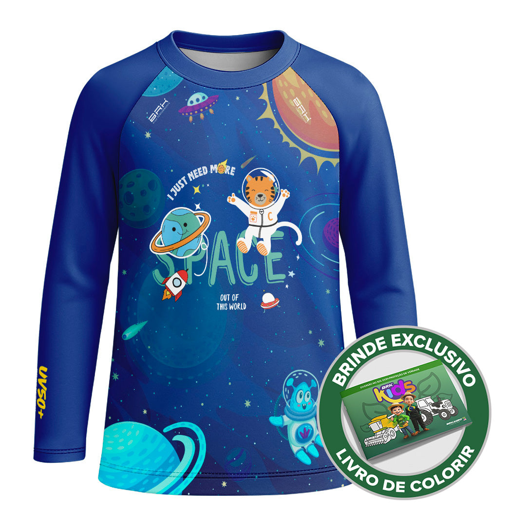 Camisa de Pesca Kids Brk Gatinho Astronauta com Proteção UV50 - Brk Agro