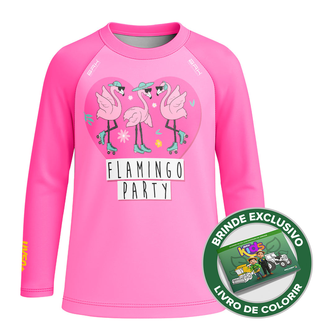 Camisa de Pesca Kids Brk Festa de Flamingos com Proteção UV50 - Brk Agro