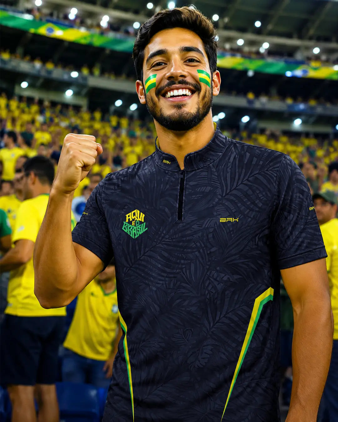Camiseta Brk Aqui é o Brasil Folhagem Preta com Proteção UV50 - Brk Agro