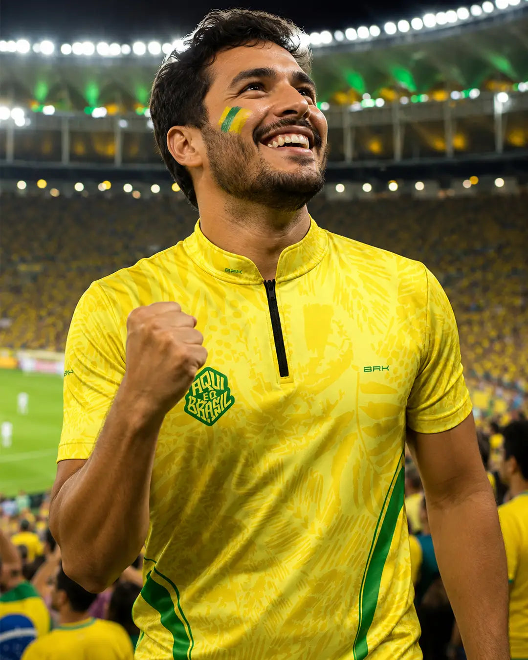 Camiseta Brk Aqui é o Brasil Folhagem Tropical Amarela com Proteção UV50 - Brk Agro