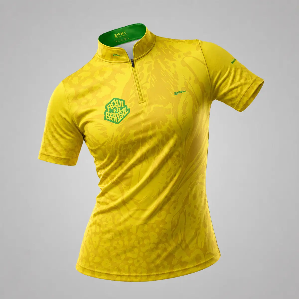 Camiseta Brk Feminina Aqui é o Brasil Onça Pintada Amarela com Proteção UV50 - Brk Agro