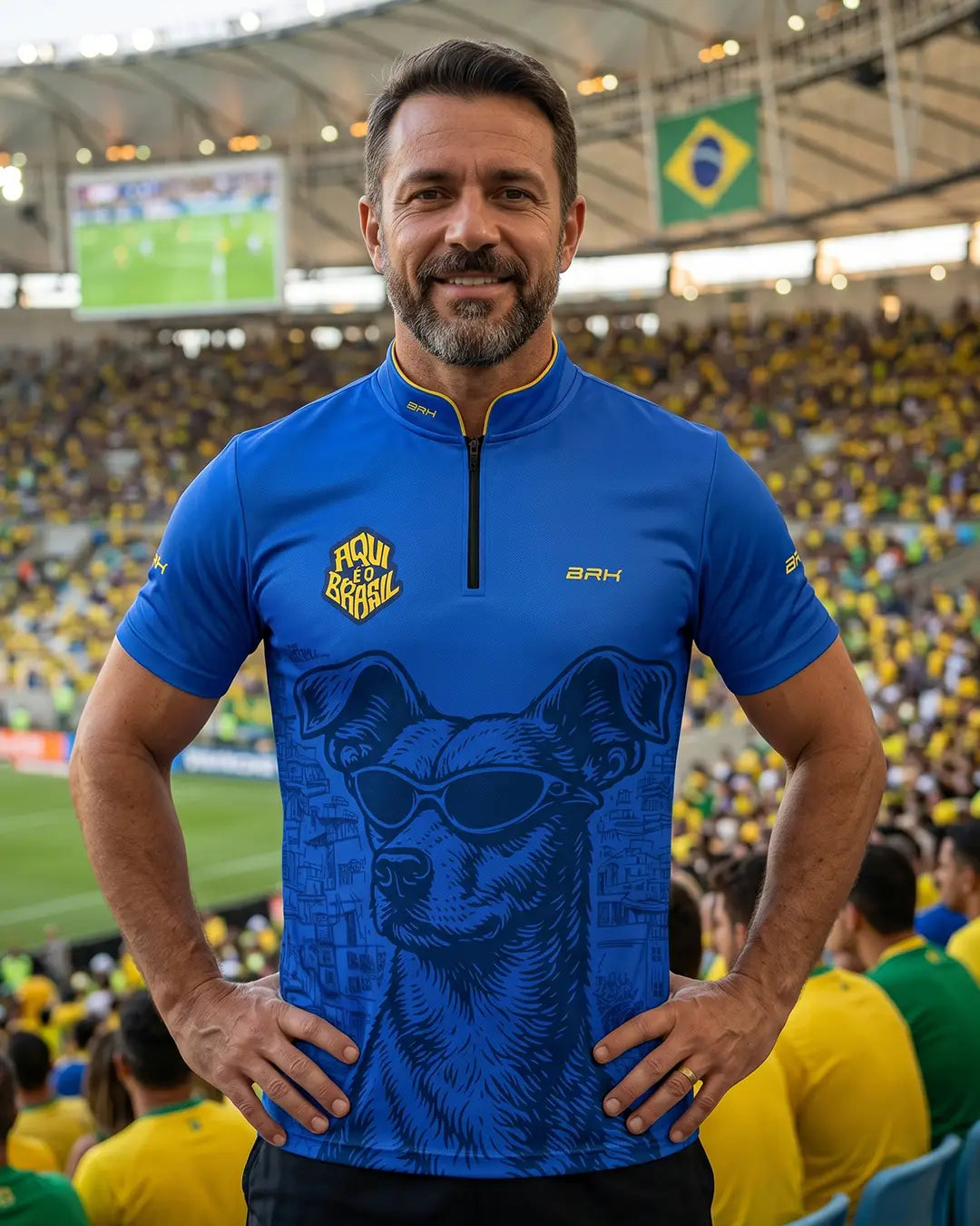 Camiseta Brk Aqui é o Brasil Caramelo de Óculos Azul com Proteção UV50 - Brk Agro