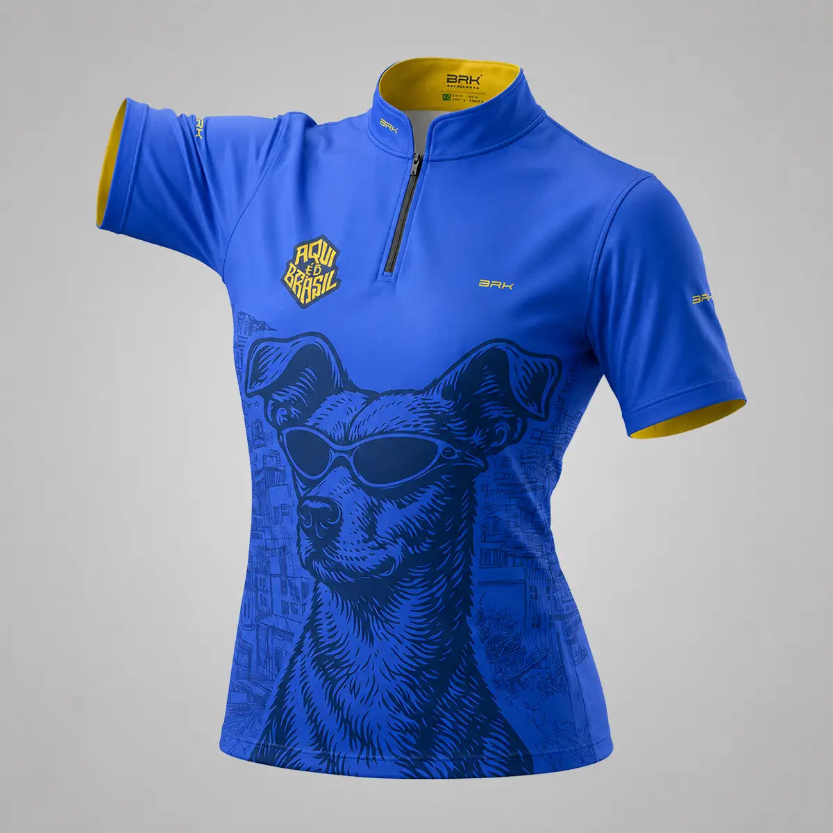 Camiseta Brk Feminina Aqui é o Brasil Caramelo de Óculos Azul com Proteção UV50 - Brk Agro