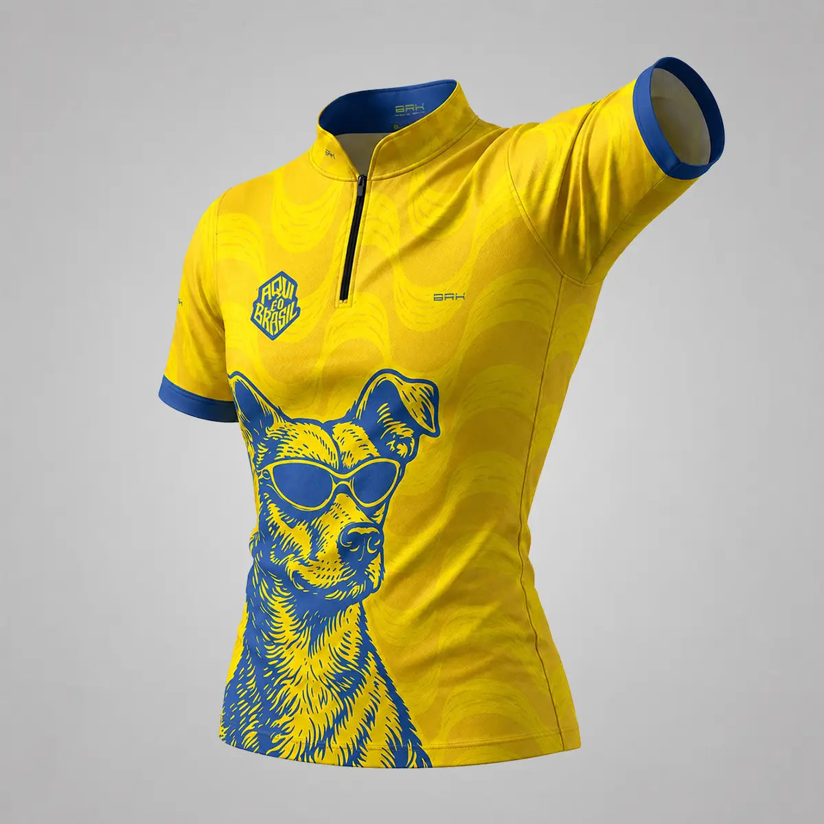 Camiseta Brk Feminina Aqui é o Brasil Caramelo de Óculos Amarela com Proteção UV50 - Brk Agro
