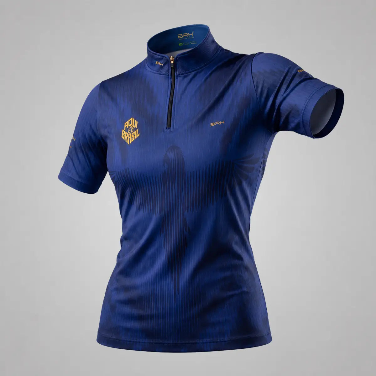 Camiseta Brk Feminina Aqui é o Brasil Arara Azul com Proteção UV50 - Brk Agro