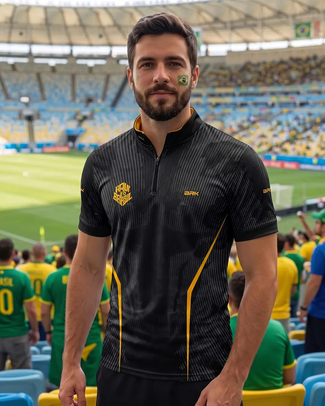 Camiseta Brk Aqui é o Brasil Cristo Redentor Preta com Proteção UV50 - Brk Agro