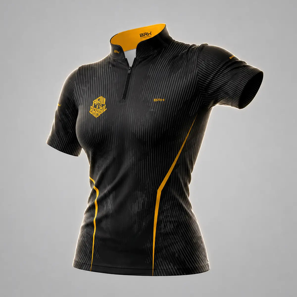 Camiseta Brk Feminina Aqui é o Brasil Cristo Redentor Preta com Proteção UV50 - Brk Agro