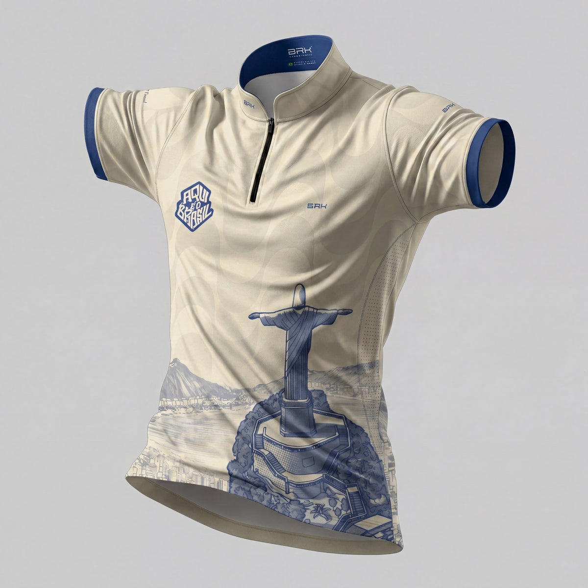 Camiseta Brk Aqui é o Brasil Cristo Redentor Paisagem Bege com Proteção Solar UV50+ - Brk Agro