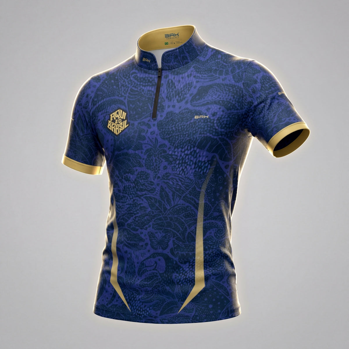 Camiseta Brk Aqui é o Brasil Folhagem Sutil Azul Royal com Proteção Solar UV50+ - Brk Agro