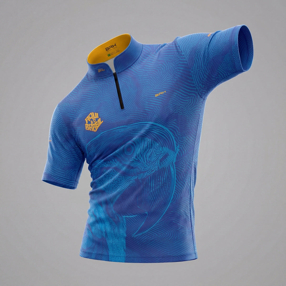 Camiseta Brk Aqui é o Brasil Arara Sombreada Azul Royal com Proteção Solar UV50+ - Brk Agro