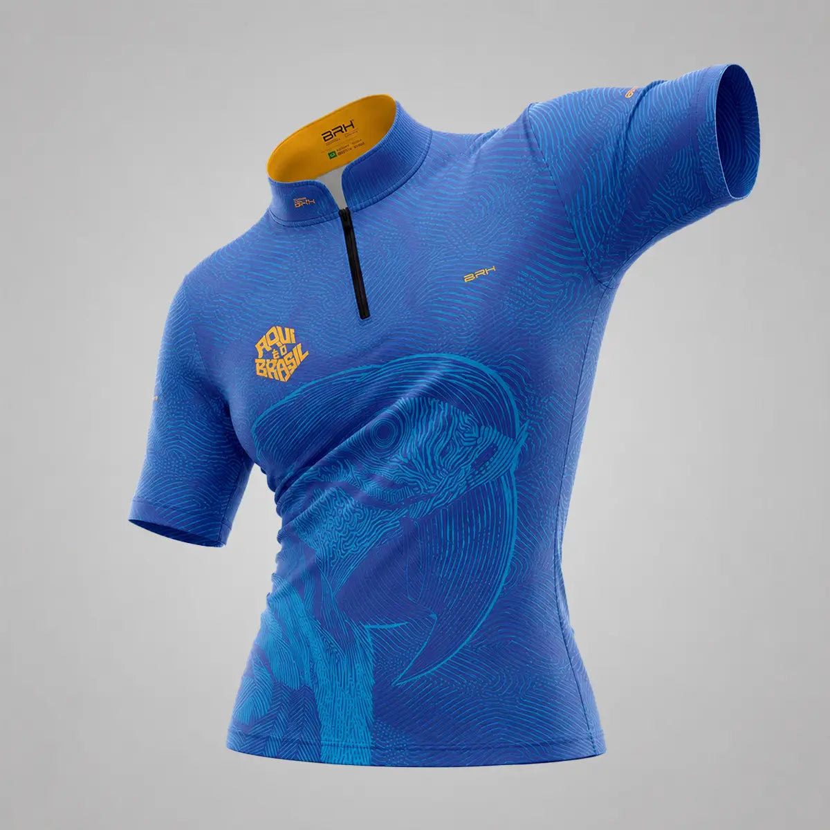 Camiseta Brk Feminina Aqui é o Brasil Arara Sombreada Azul Royal com Proteção UV50 - Brk Agro