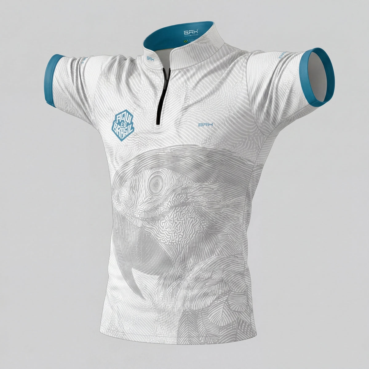 Camiseta Brk Aqui é o Brasil Arara Sombreada Branca com Proteção Solar UV50+ - Brk Agro