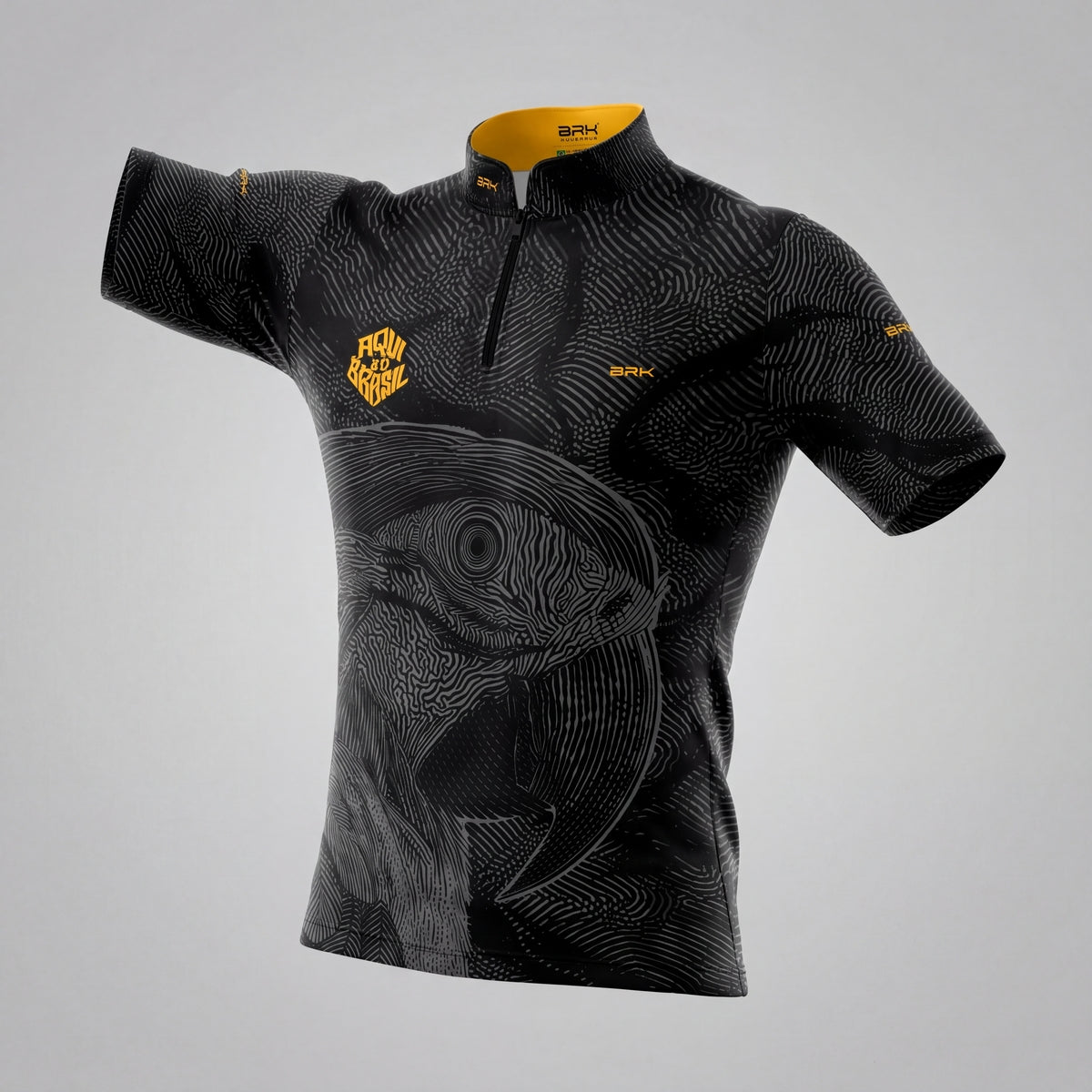 Camiseta Brk Aqui é o Brasil Arara Sombreada Preta com Proteção Solar UV50+ - Brk Agro