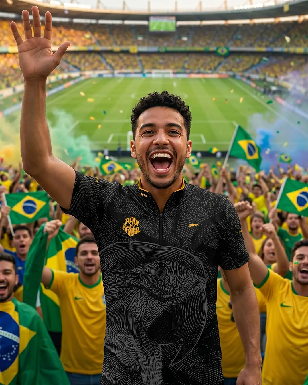 Camiseta Brk Aqui é o Brasil Arara Sombreada Preta com Proteção UV50 - Brk Agro