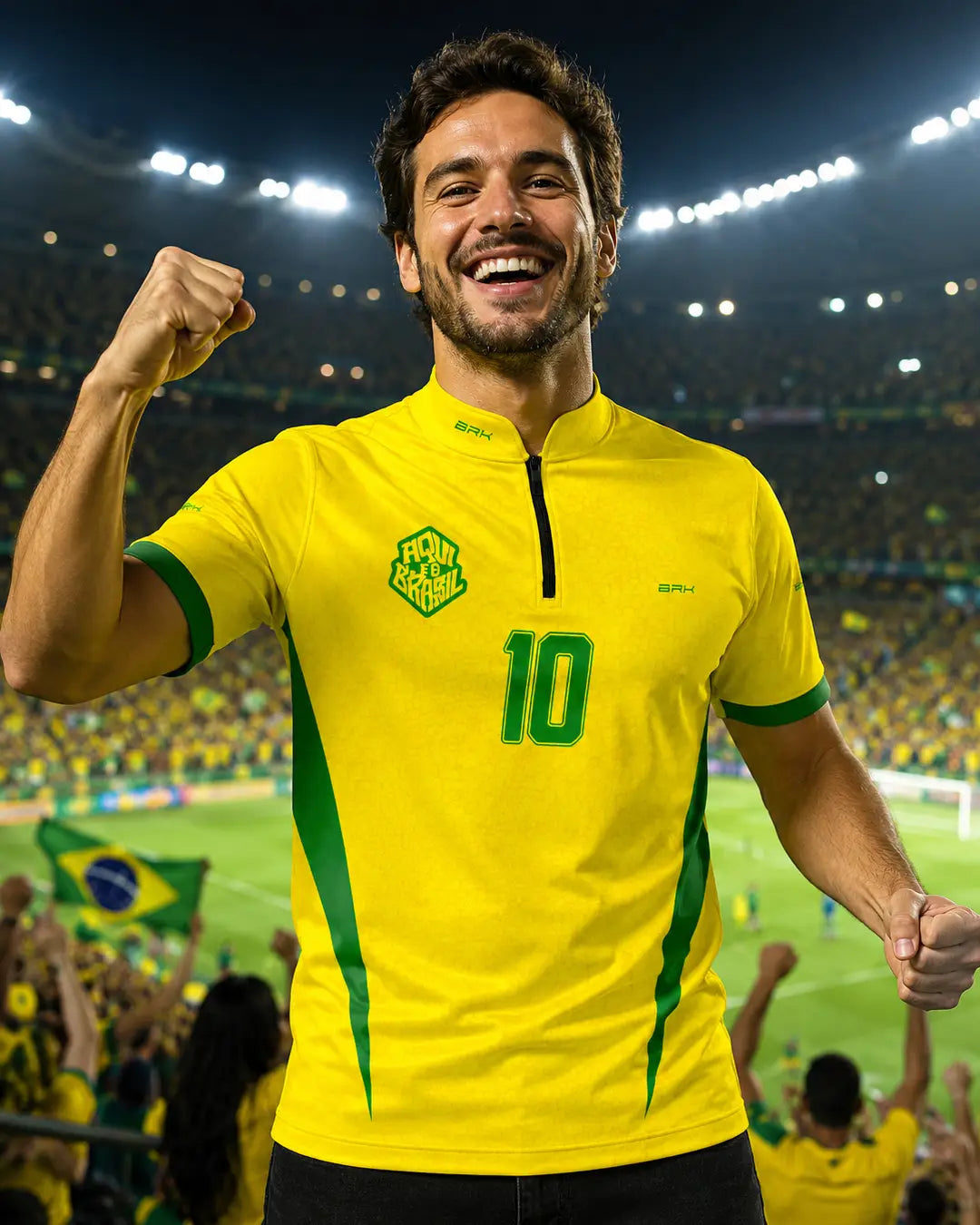 Camiseta Brk Aqui é o Brasil Clássica 10 Amarela com Proteção UV50 - Brk Agro