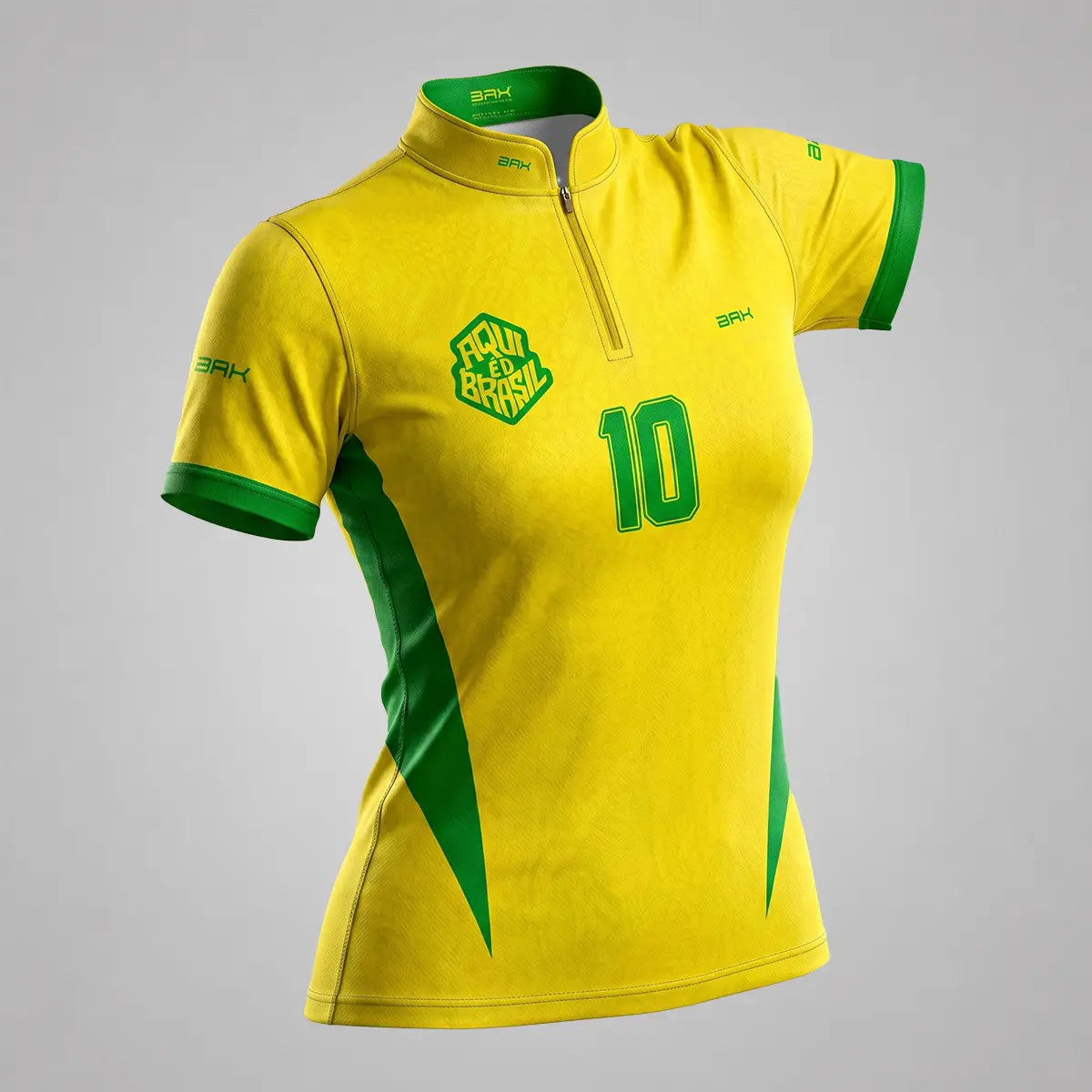 Camiseta Brk Feminina Aqui é o Brasil Clássica 10 Amarela com Proteção UV50 - Brk Agro