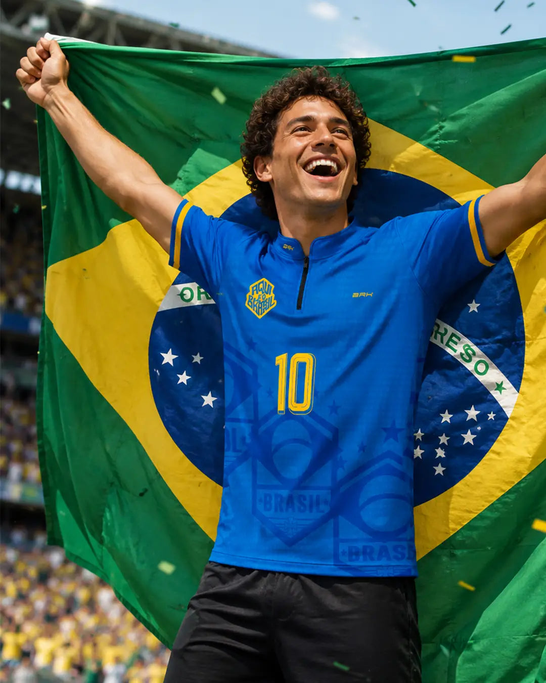 Camiseta Brk Aqui é o Brasil Escudo 10 Azul Royal com Proteção UV50 - Brk Agro