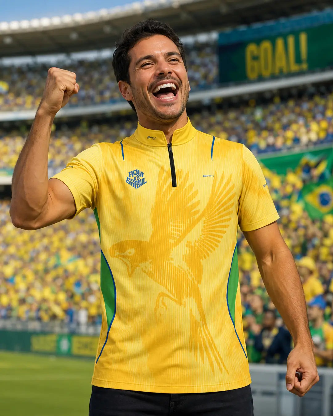 Camiseta Brk Aqui é o Brasil Beija-Flor Sombreado Amarela com Proteção UV50 - Brk Agro