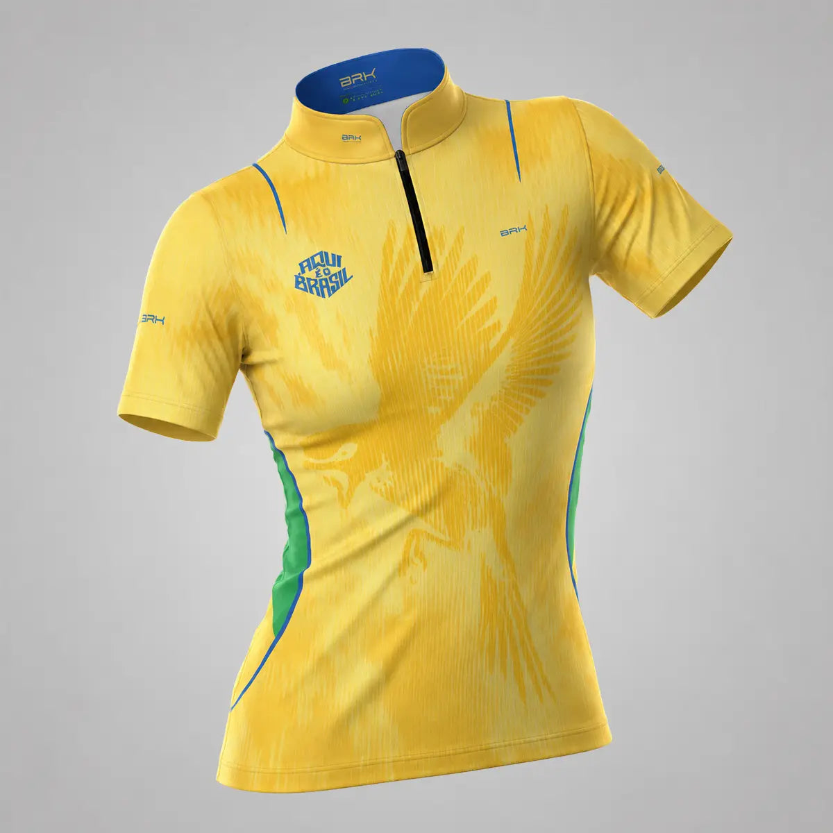Camiseta Brk Feminina Aqui é o Brasil Beija-Flor Sombreado Amarela com Proteção UV50 - Brk Agro
