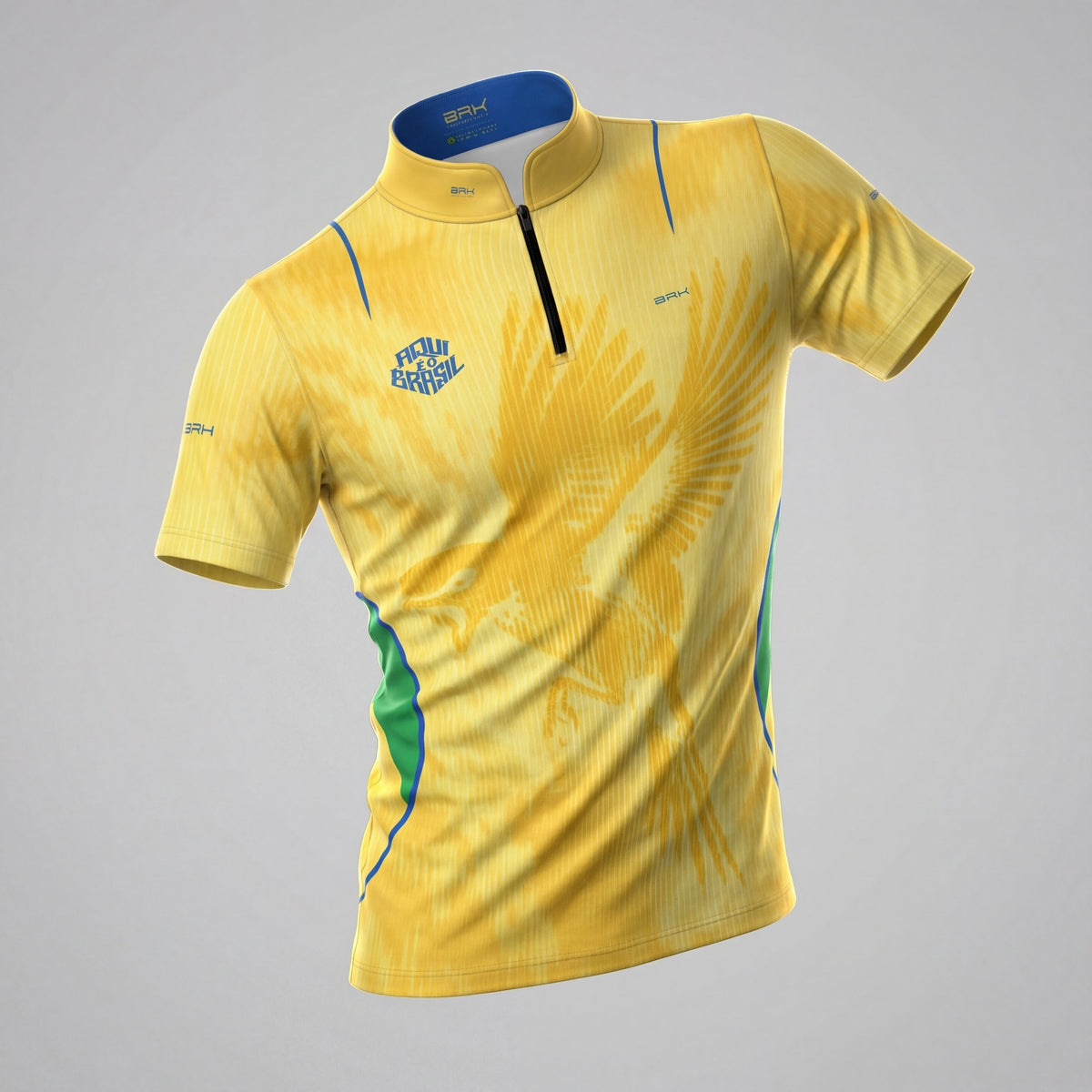 Camiseta Brk Aqui é o Brasil Beija-Flor Sombreado Amarela com Proteção Solar UV50+ - Brk Agro