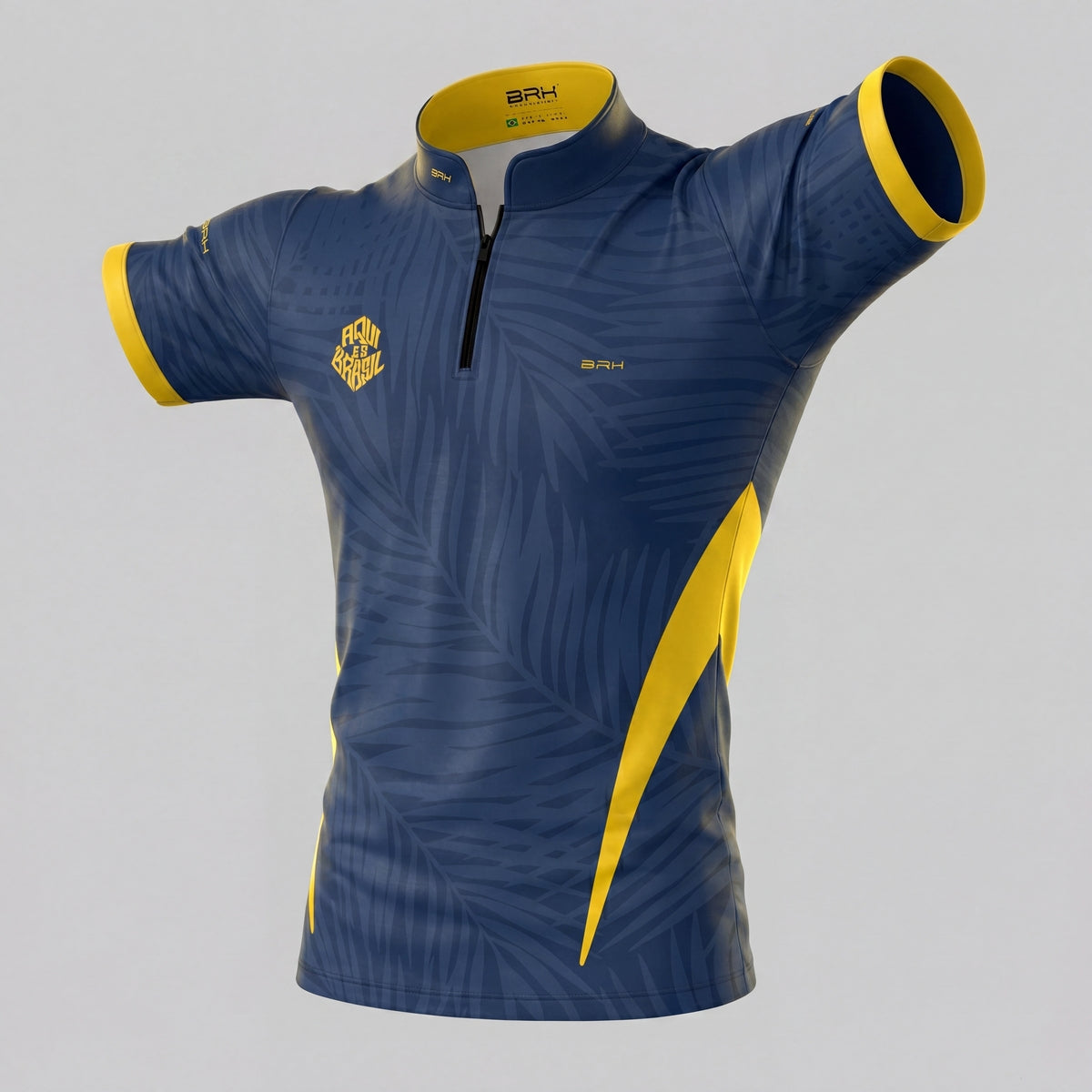 Camiseta Brk Aqui é o Brasil Tropical Azul Marinho com Proteção Solar UV50+ - Brk Agro