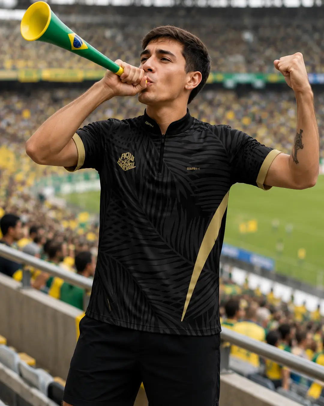 Camiseta Brk Aqui é o Brasil Tropical Preta com Proteção UV50 - Brk Agro