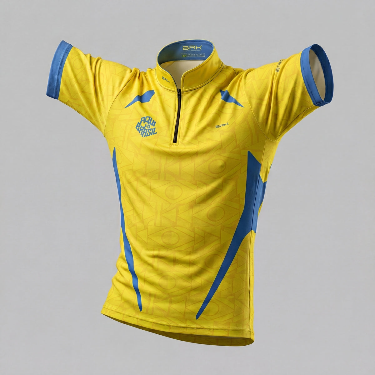 Camiseta Brk Aqui é o Brasil Bandeira Geométrica Amarela com Proteção Solar UV50+ - Brk Agro