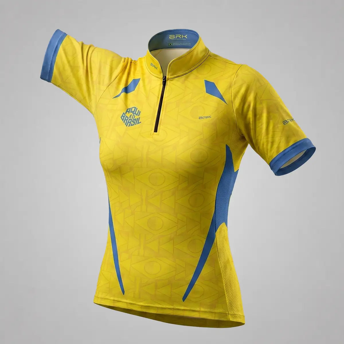 Camiseta Brk Feminina Aqui é o Brasil Bandeira Geométrica Amarela com Proteção UV50 - Brk Agro