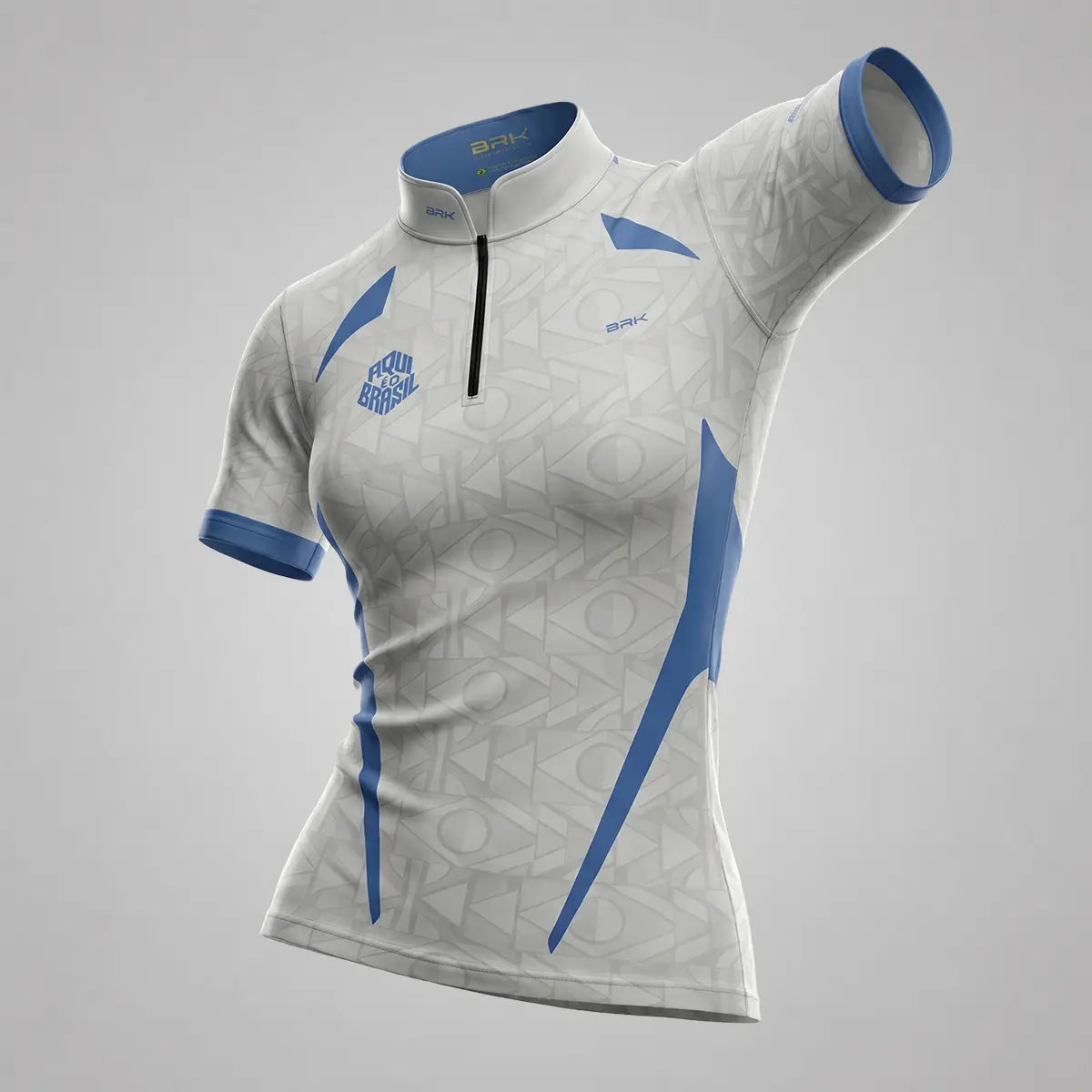 Camiseta Brk Feminina Aqui é o Brasil Bandeira Geométrica Branca com Proteção UV50 - Brk Agro