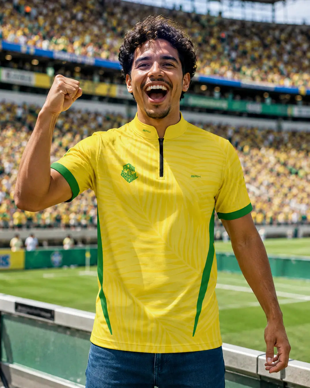 Camiseta Brk Aqui é o Brasil Tropical Amarela com Proteção UV50 - Brk Agro