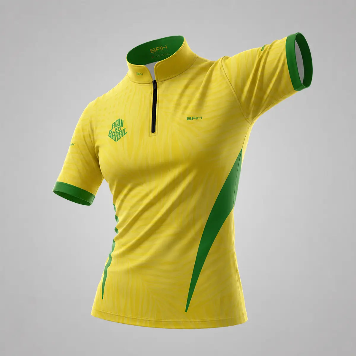 Camiseta Brk Feminina Aqui é o Brasil Tropical Amarela com Proteção UV50 - Brk Agro