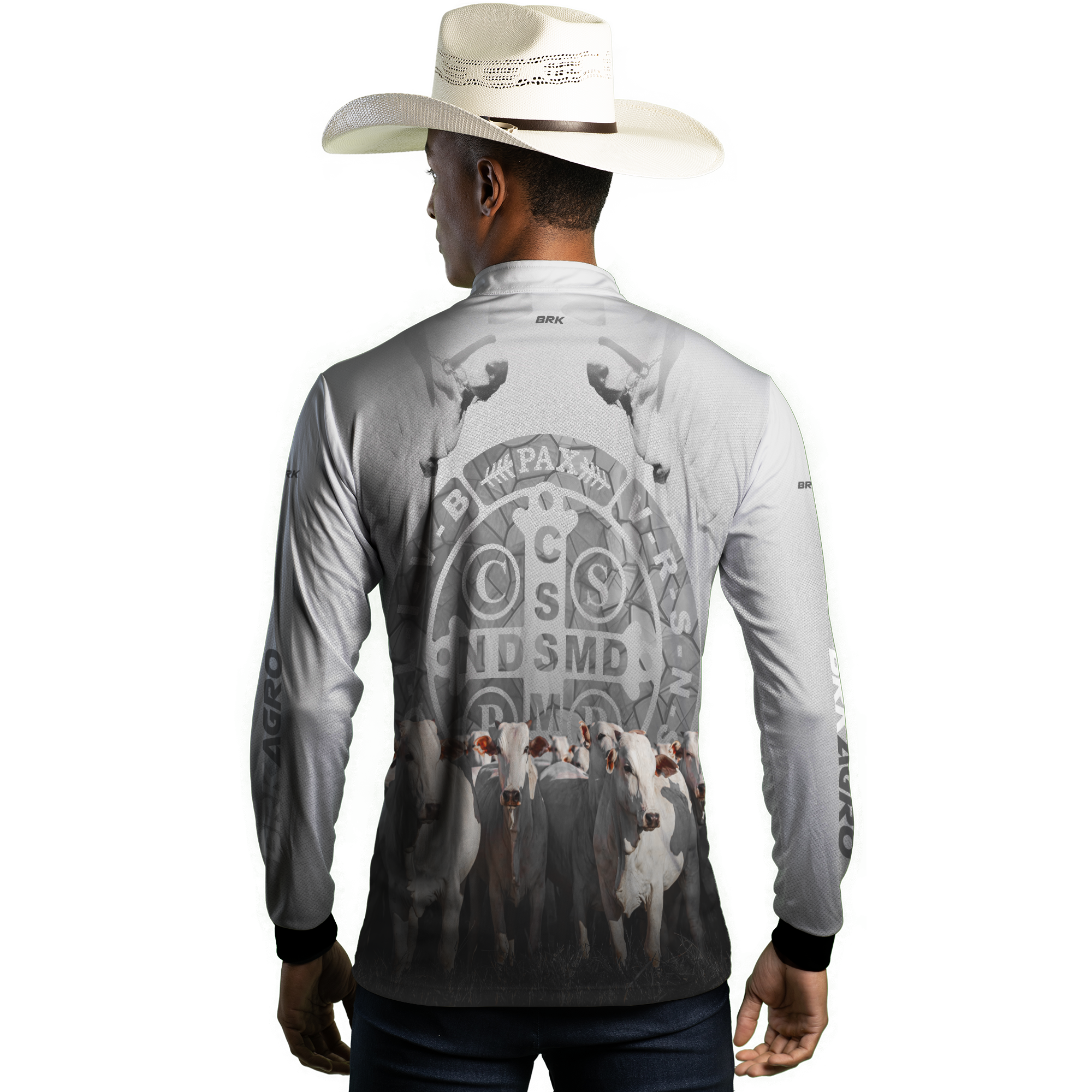 Kit 1 Boné Trucker Agro São Bento + 1 Camisa Agro Brk Pecuária Branca São Bento com Proteção UV50+ - Brk Agro