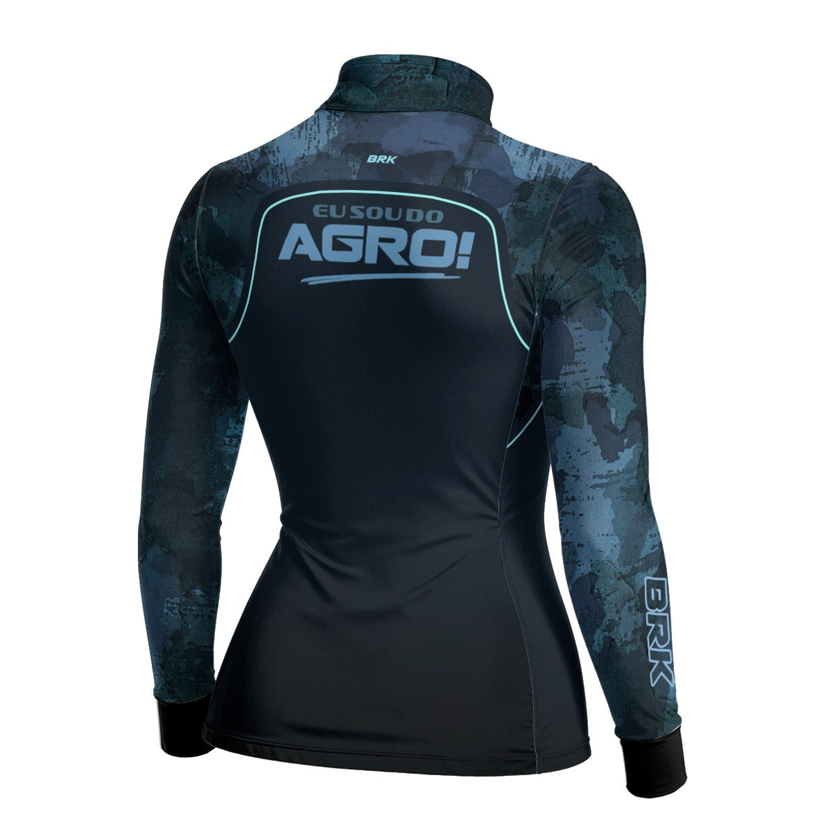 Camisa Agro Feminina Brk Eu Sou Do Agro Camo Azul com Proteção Solar UV50+ - Brk Agro
