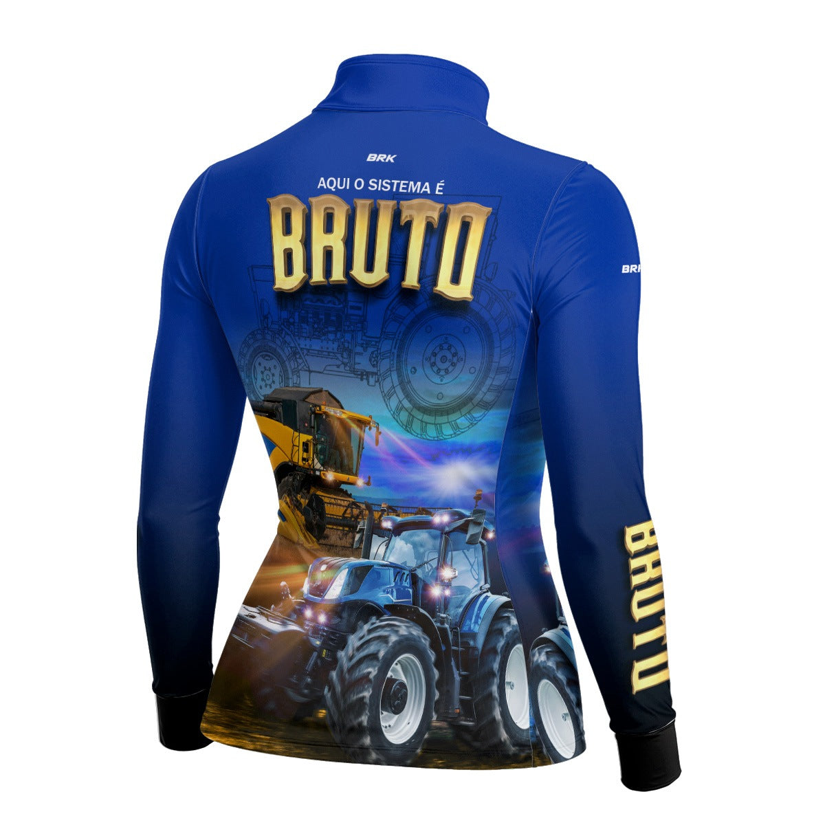 Camisa Agro Feminina Brk Sistema é Bruto Trator Azul com UV50+ - Brk Agro