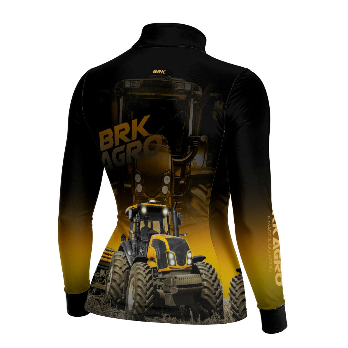 Camisa Agro Feminina Brk Trator BM115 Preto e Amarelo com Proteção Solar UV50+ - Brk Agro