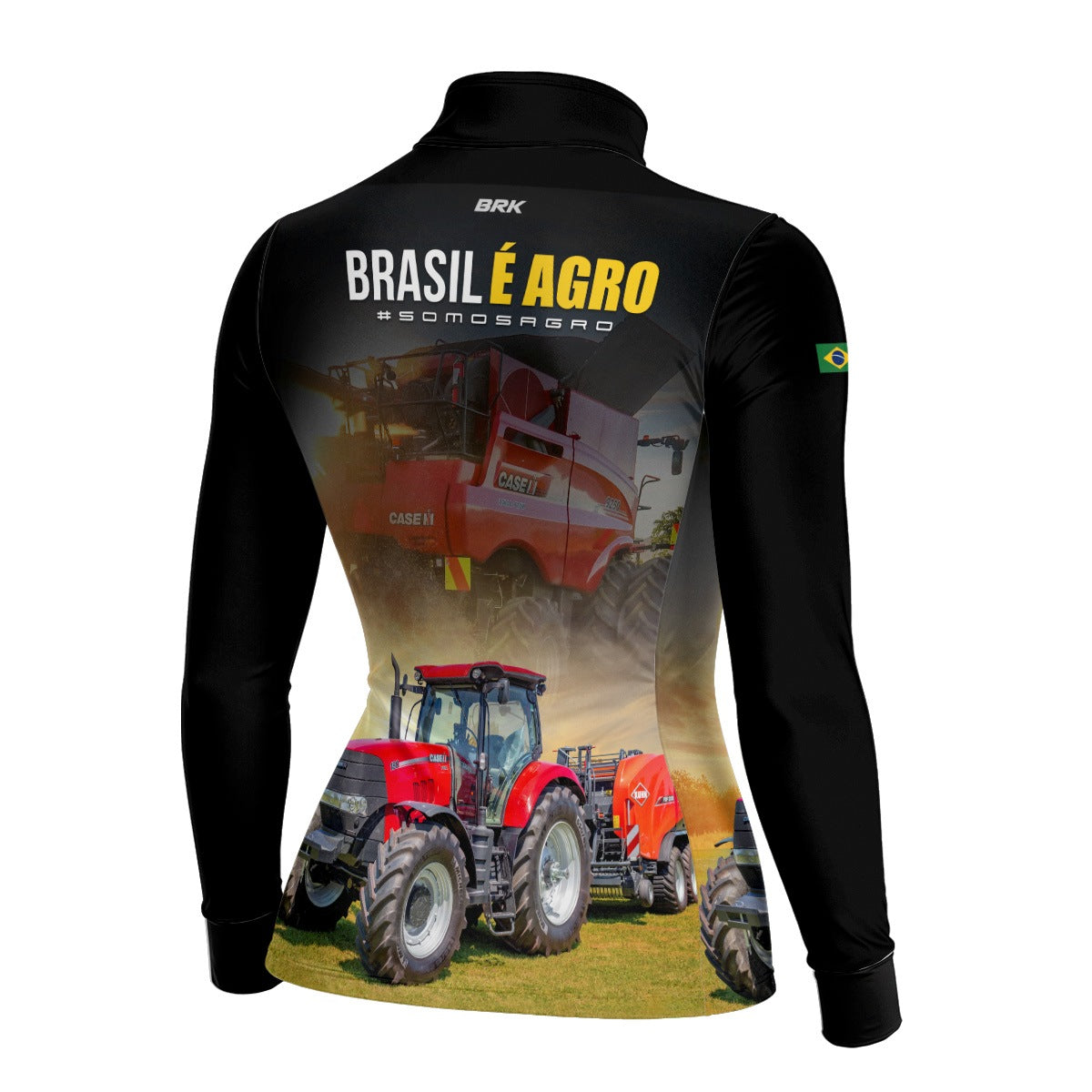 Camisa Agro Feminina Brk Trator Vermelho Brasil é Agro com Proteção UV50 - Brk Agro