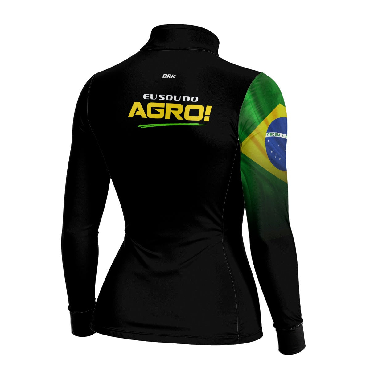 Camisa UV50 Agro Feminina Brk Eu Sou do Agro Preta Básica Bandeira do Brasil - Brk Agro