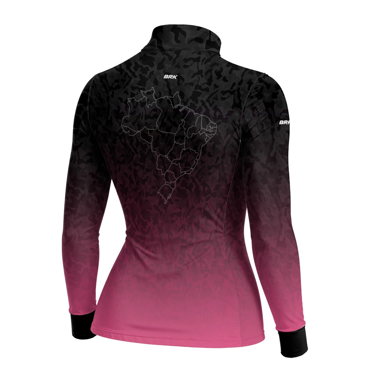 Camisa Feminina Agro Brk Camuflado Preto e Rosa Bandeira do Brasil com Proteção Solar UV50+ - Brk Agro
