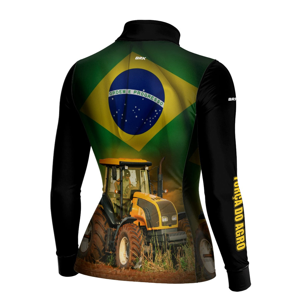 Camisa Agro Feminina Brk Brasil Trator Amarelo com Proteção Solar UV50+ - Brk Agro