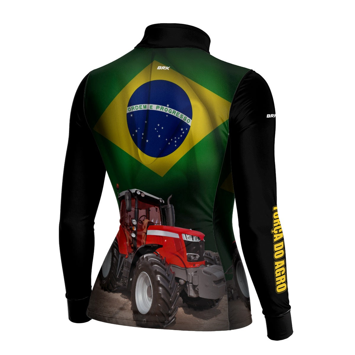 Camisa Agro Feminina Brk Trator Vermelho Bandeira do Brasil com Proteção UV50+ - Brk Agro