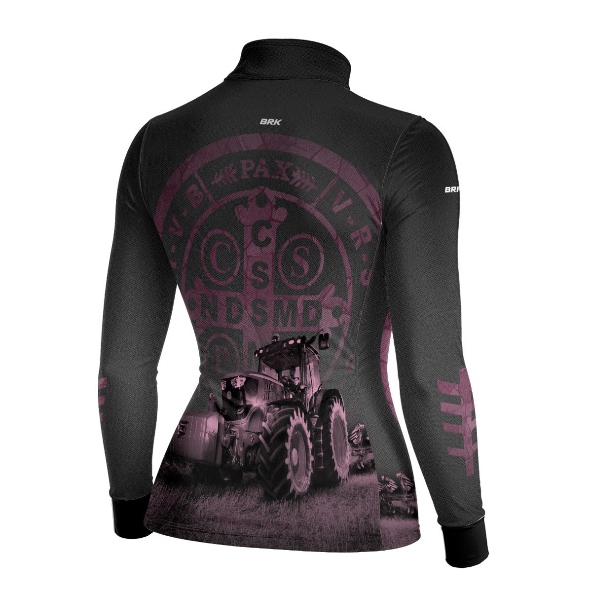 Camisa Agro Feminina Brk Medalhão de São Bento Preto e Rosa UV50+ - Brk Agro