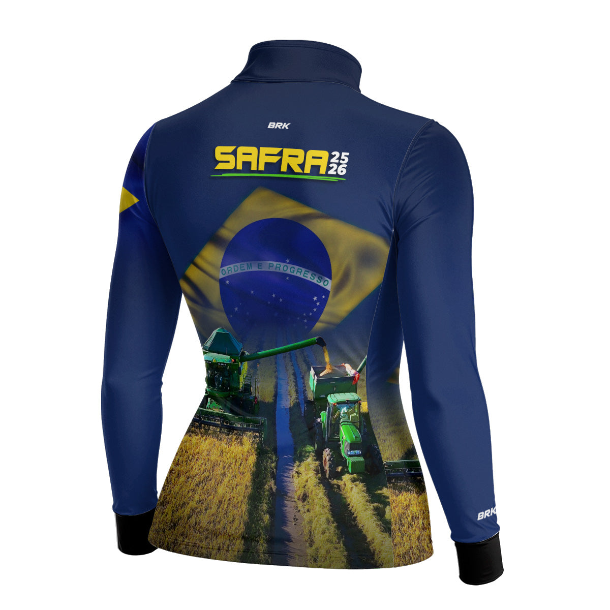 Camisa Agro Feminina Brk Safra Colheitadeira Azul com Proteção Solar UV50+ - Brk Agro