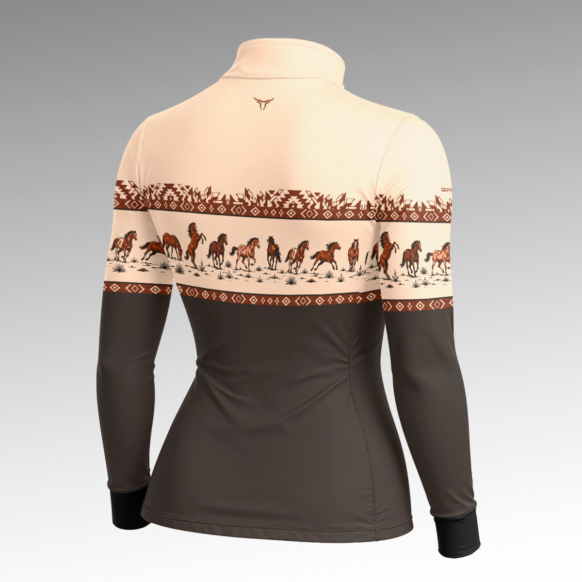 Camisa Feminina Apache Cavalos Marrom com UV50 - Brk Agro