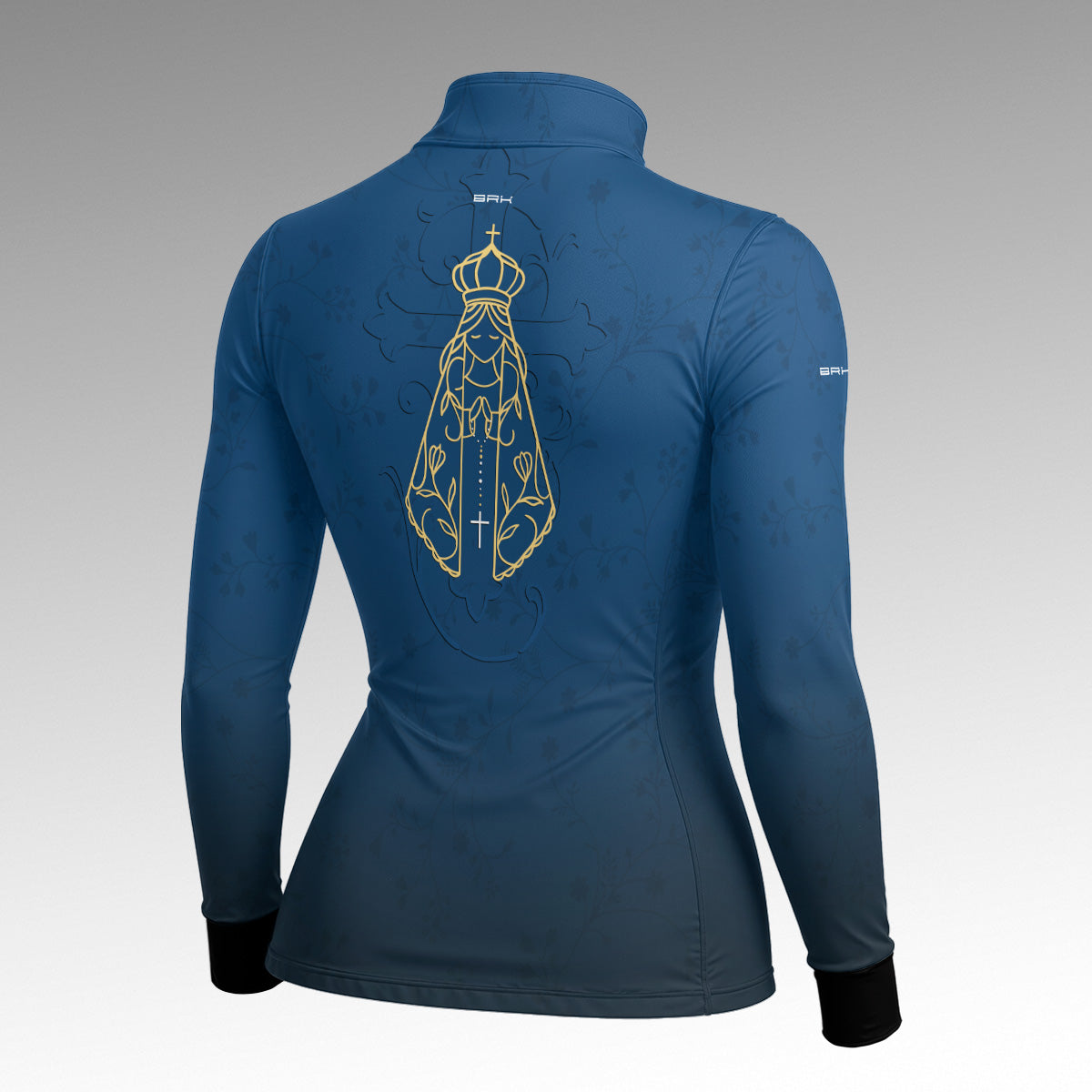 Camisa Feminina Nossa Senhora Aparecida Mãe Padroeira Azul com UV50