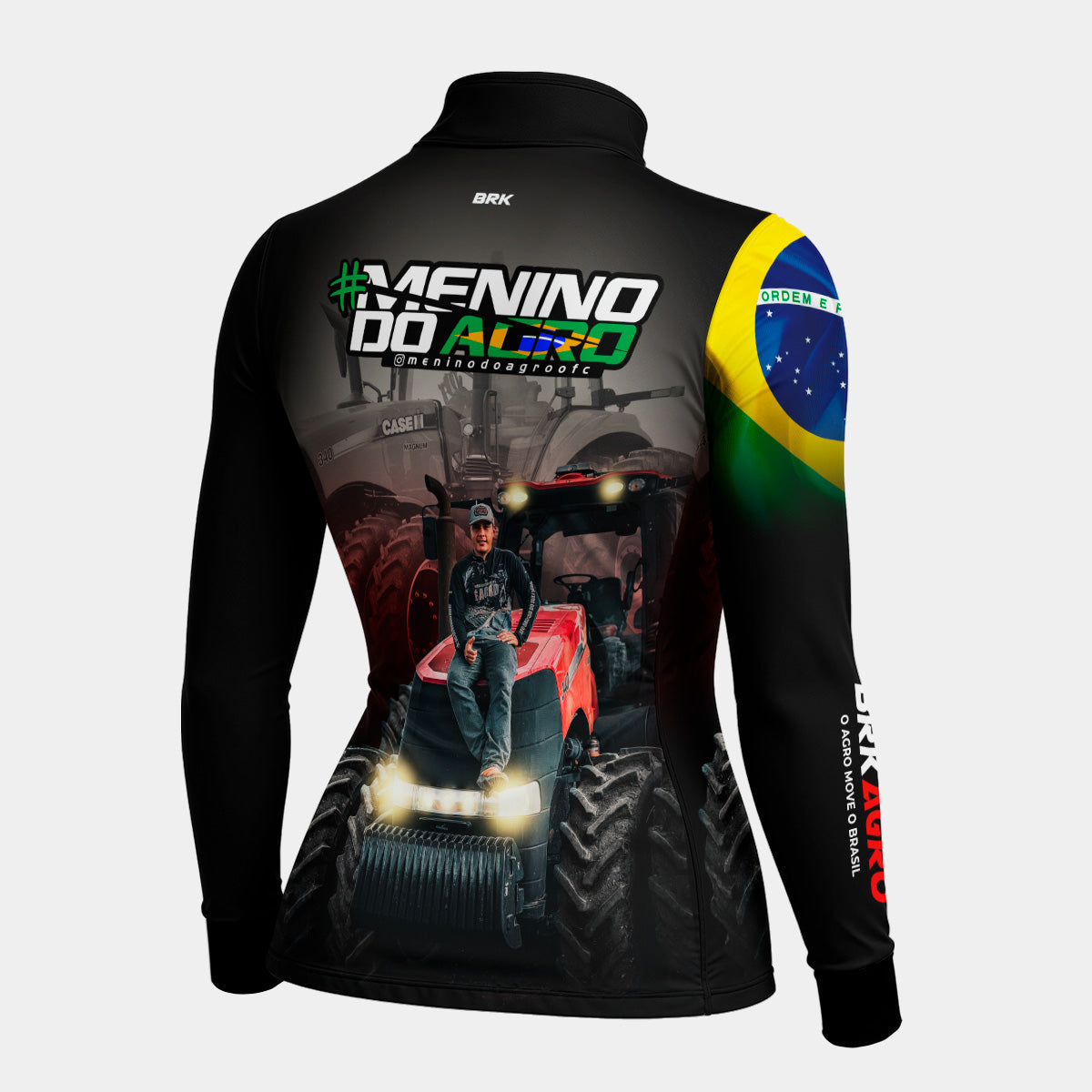 Camisa Feminina Agro Brk Menino do Agro Trator Vermelho com Proteção Solar UV50+
